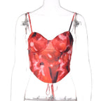 Tie-Dye Strappy Cami Top with Lace-Up Details