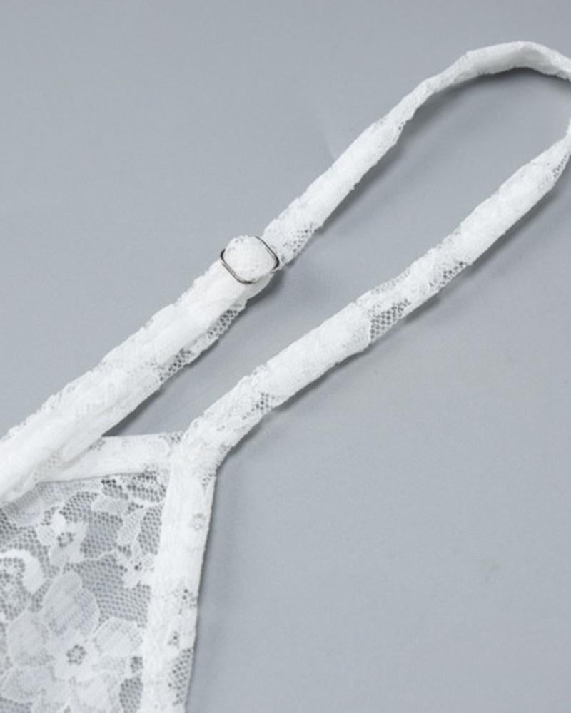 Strappy Sheer Cami Top with Lace Details