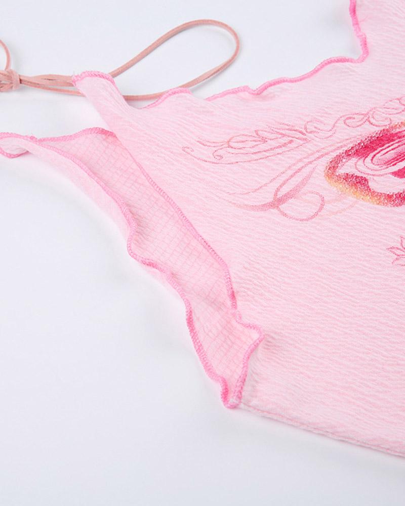 Strappy Cropped Top with Butterfly Details