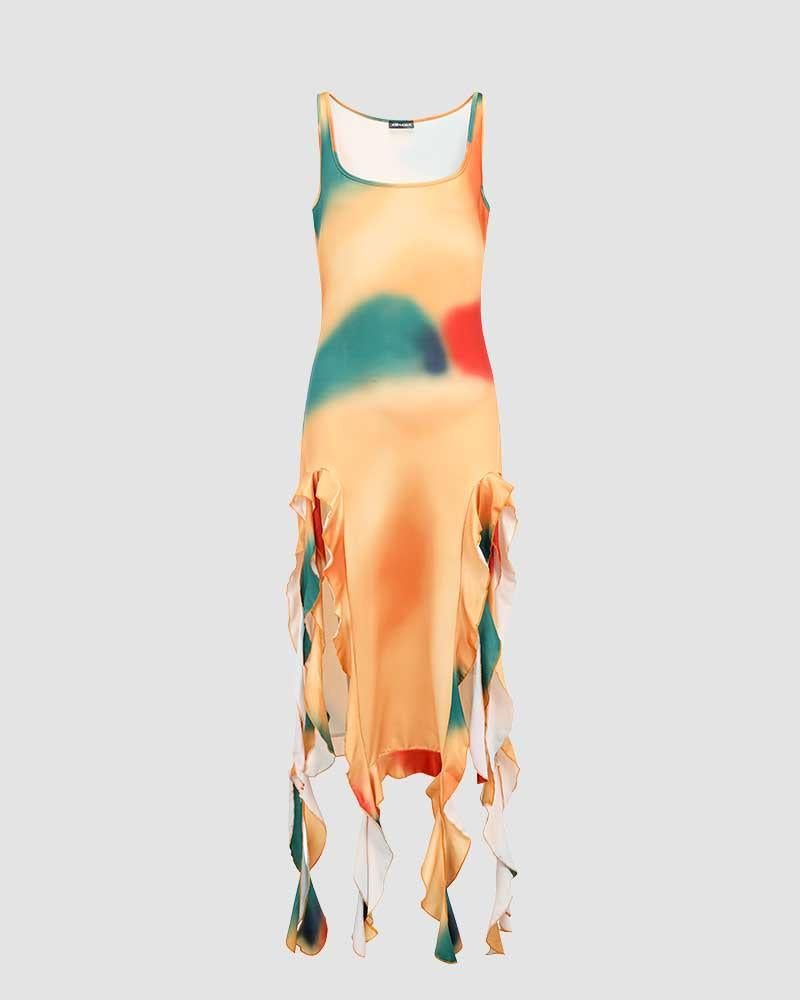 Bodycon Slit-Detail Long-Sleeve Dress
