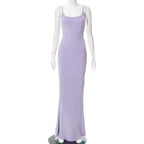 Mermaid Strappy Sleeveless Maxi Dress with a Square Neck
