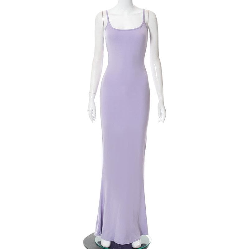 Mermaid Strappy Sleeveless Maxi Dress with a Square Neck