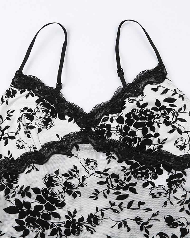 Floral Lace Strappy Cami Top