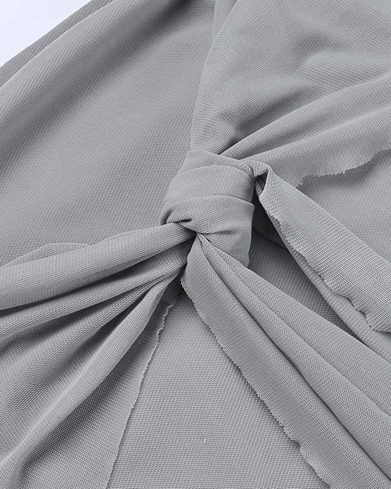Strapless Draped Mini Dress with Ribbon Details