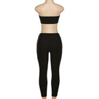 Strapless Contrast-Detail Sleeveless Co-Ord Set with an Open Back