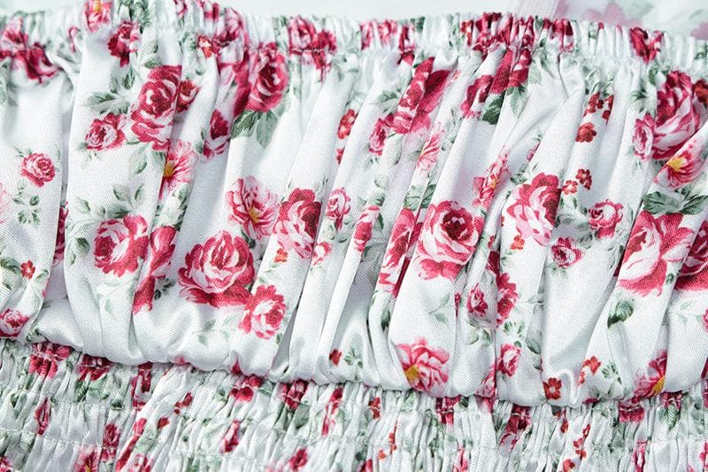 Floral Square-Neck Satin Midi Dress
