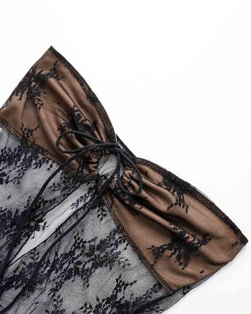 Lace Bandeau Draped Top