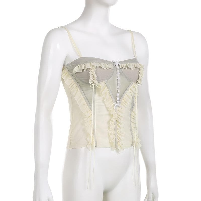 Strappy Open-Back Ruffled Cami Top