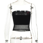 Strapless Open-Back Mesh Top