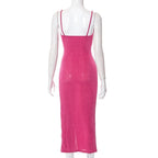 Strappy Open-Back Knotted Midi Dress with a Scoop Neck