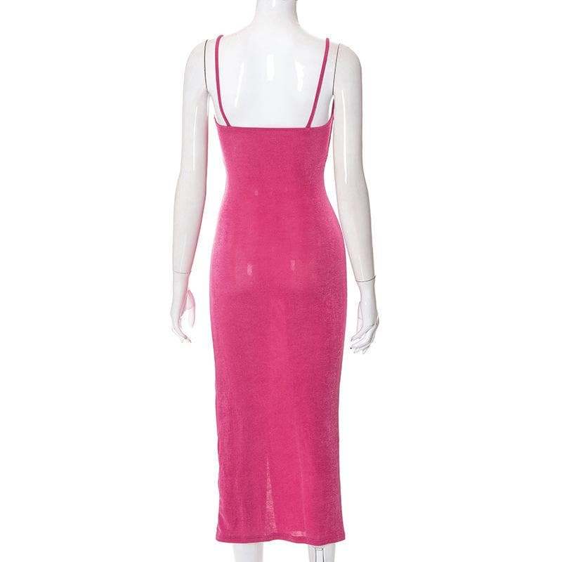 Strappy Open-Back Knotted Midi Dress with a Scoop Neck