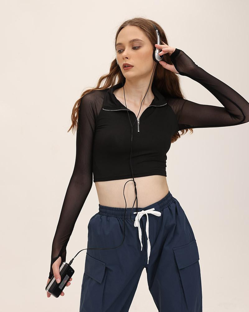 Cropped Mesh Crop Top