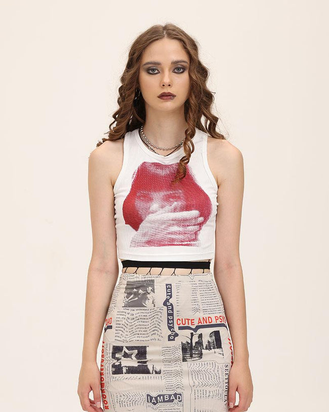 Printed Cropped Sleeveless Tank Top Main image