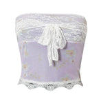 Floral Strapless Sheer Top with Lace Details