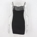 Sweetheart-Neck Strappy Fringed Dress