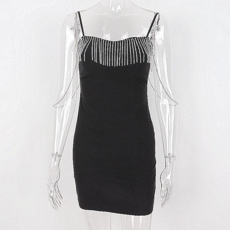 Sweetheart-Neck Strappy Fringed Dress