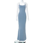 Mermaid Strappy Sleeveless Maxi Dress with a Square Neck