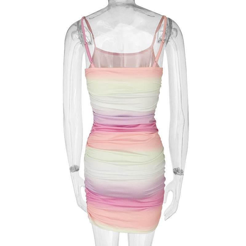 Ombré Square-Neck Strappy Dress with an Open Back