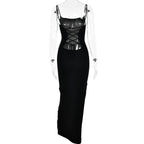 Square-Neck Strappy Open-Back Maxi Dress with a Split Detail