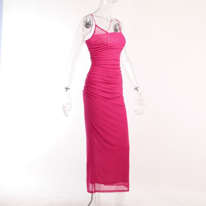 Square-Neck Strappy Open-Back Midi Dress