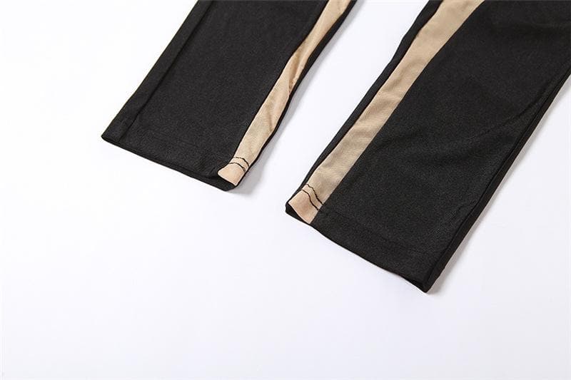 Strapless Contrast-Detail Sleeveless Co-Ord Set with an Open Back