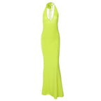 V-Neck Floral-Appliqué Maxi Dress with an Open Back