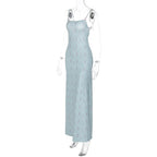Floral Square-Neck Strappy Maxi Dress with an Open Back