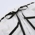 Strapless Open-Back Contrast-Detail Top with Button Details