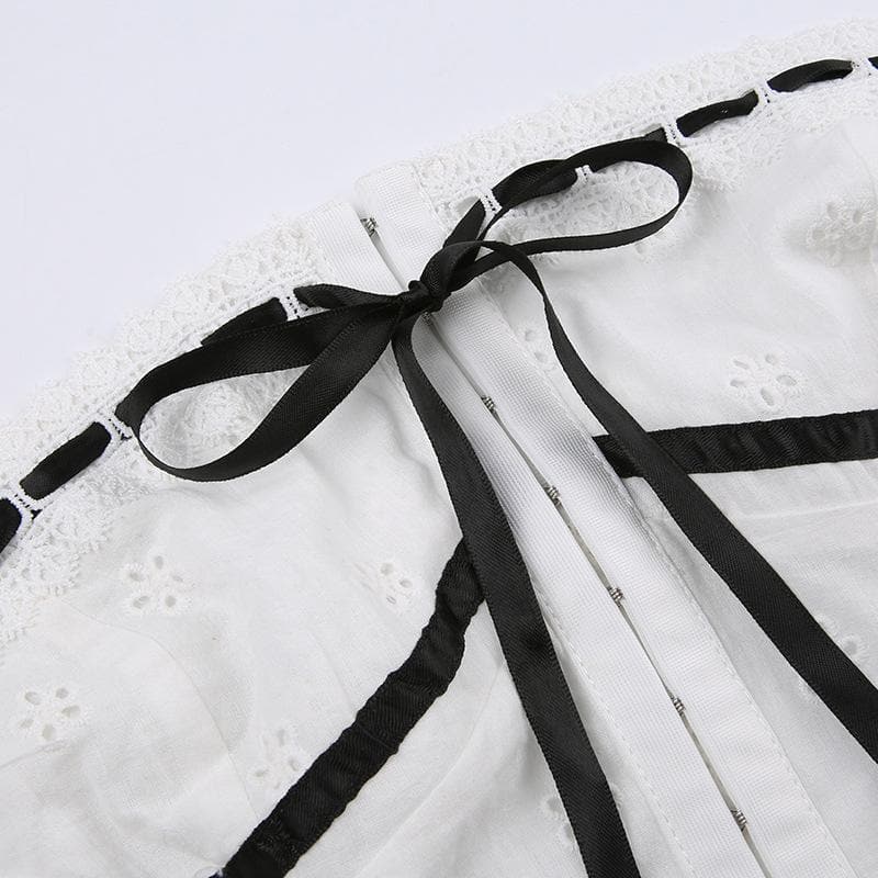 Strapless Open-Back Contrast-Detail Top with Button Details