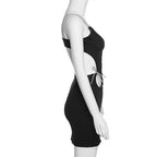 Plunging-V Strappy Knotted Dress with Cutout Details
