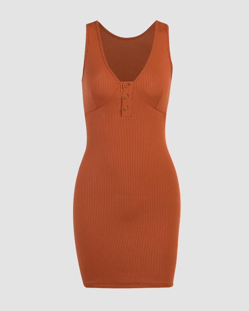 Ribbed Bodycon Sleeveless Dress