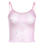 Strappy Cropped Sheer Cami Top with a Scoop Neck