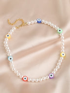 Pearl-Detail Chain-Detail Necklace