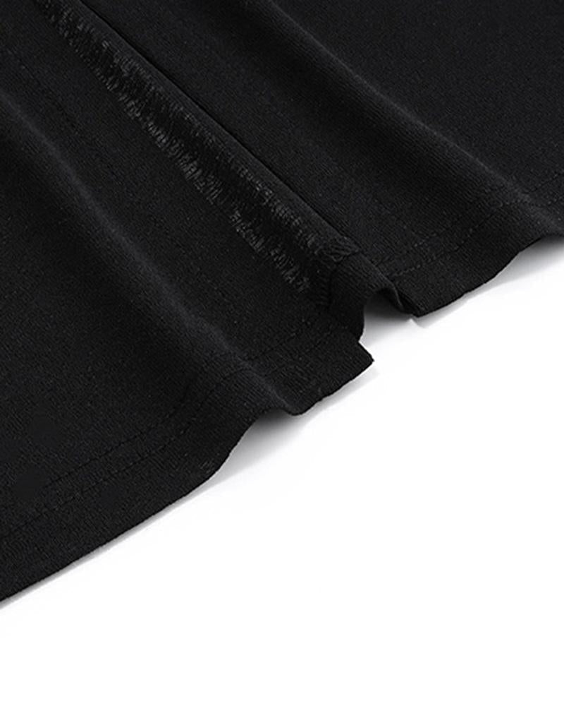 Slit-Detail Mesh Button-Detail Top