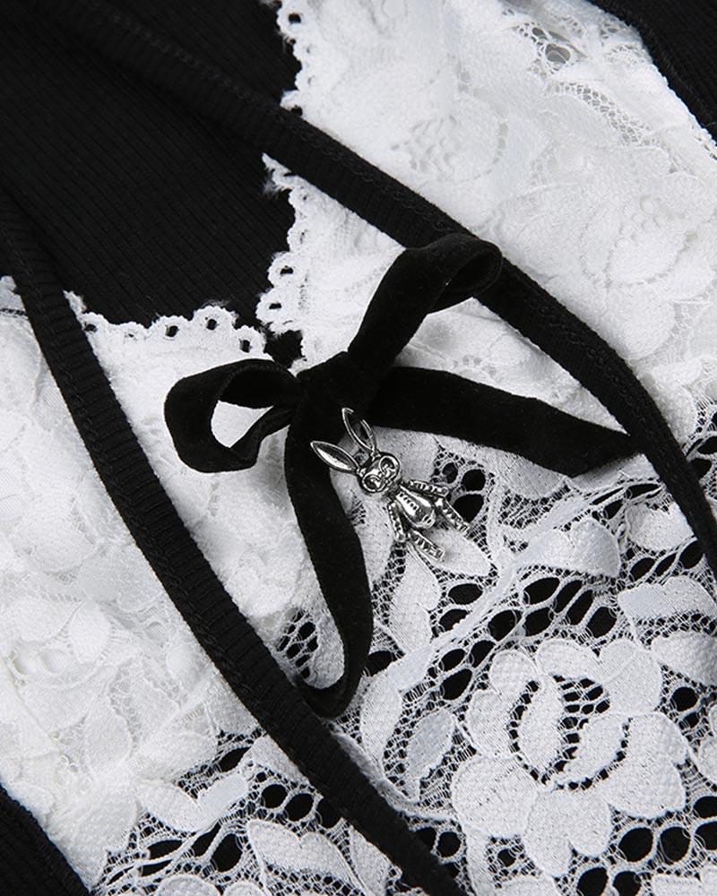 Lace Cropped Short-Sleeve Cardigan