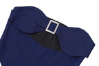 Denim Strapless Open-Back Top with Panel Details