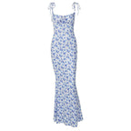 Floral Mermaid Maxi Dress with an Open Back