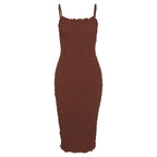 Strappy Open-Back Smocked Dress with Ruffle Details