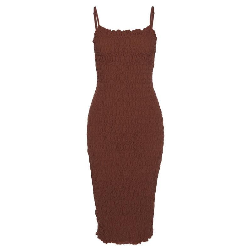 Strappy Open-Back Smocked Dress with Ruffle Details