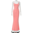 Mermaid Strappy Sleeveless Maxi Dress with a Square Neck