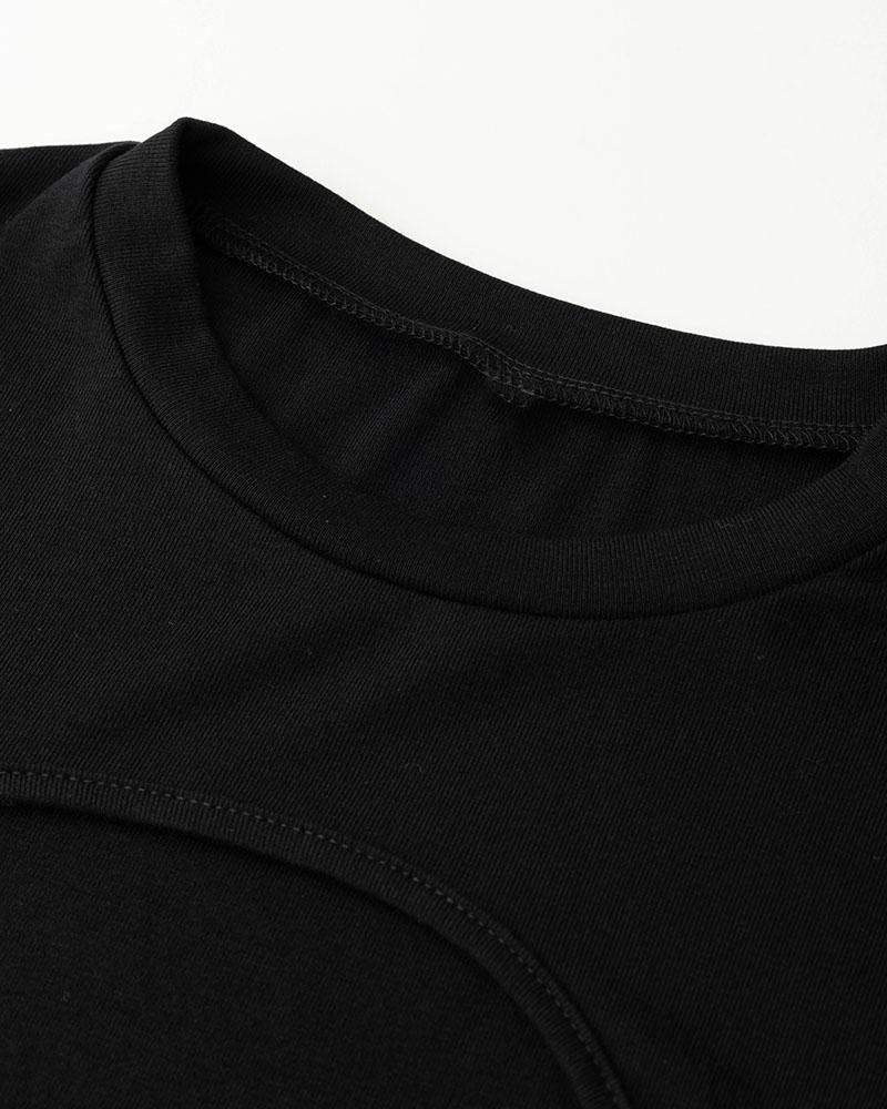 Cropped Wrap-Style Crop Top with Cutout Details