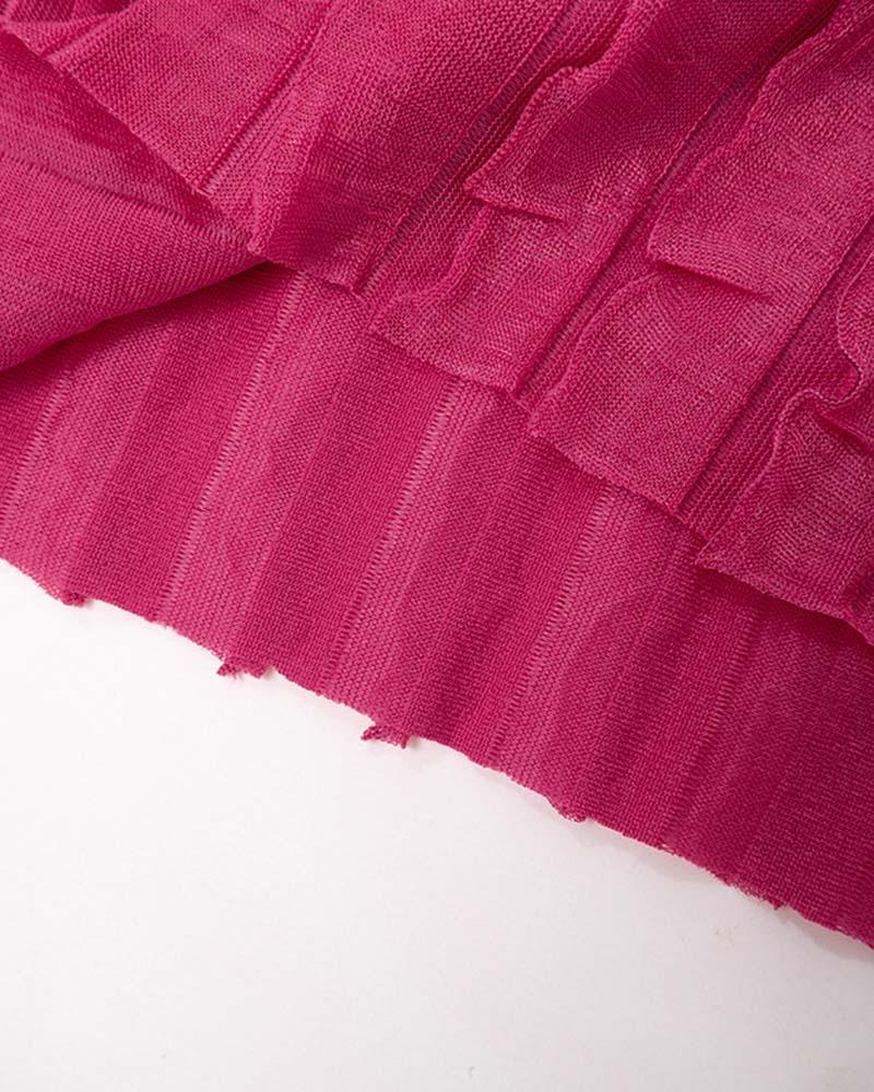 Bandage-Style Short-Sleeve Dress with Ruffle Details