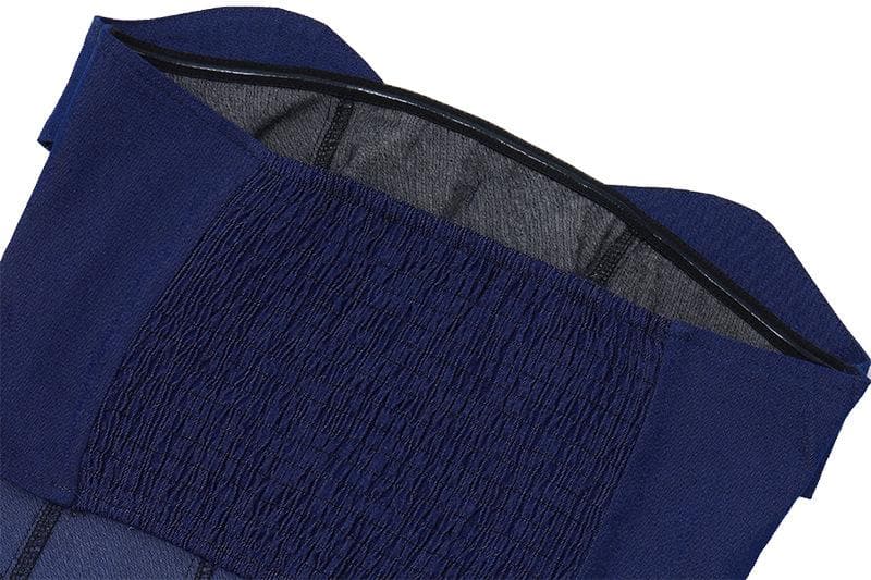 Denim Strapless Open-Back Top with Panel Details