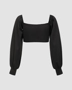Cropped Long-Sleeve Crop Top with a Front Zip