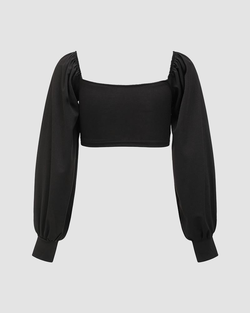 Cropped Long-Sleeve Crop Top with a Front Zip