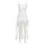 Square-Neck Lace Strappy Mini Dress with Panel Details