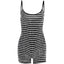 Striped Strappy Contrast-Detail Romper with an Open Back