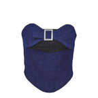 Denim Strapless Open-Back Top with Panel Details