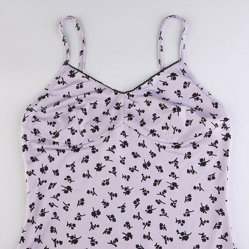 Printed Strappy Ruffled Dress with an Open Back