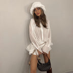 Relaxed-Fit Twist-Detail Mini Dress with Pleat Details